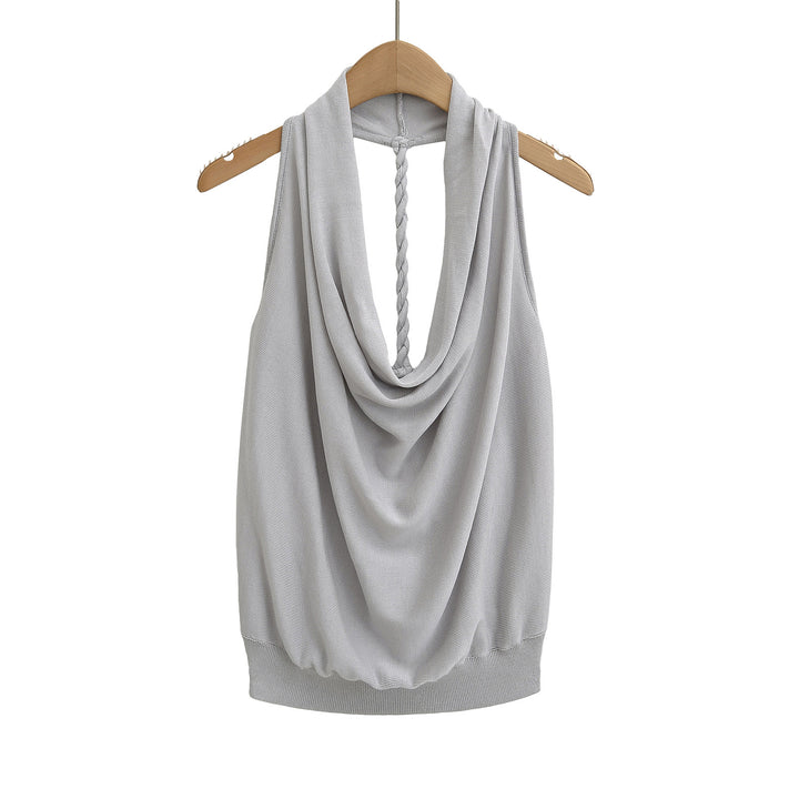 Dame ærmeløs drape-top med elegant rygudskæring og afslappet bånd Stilla