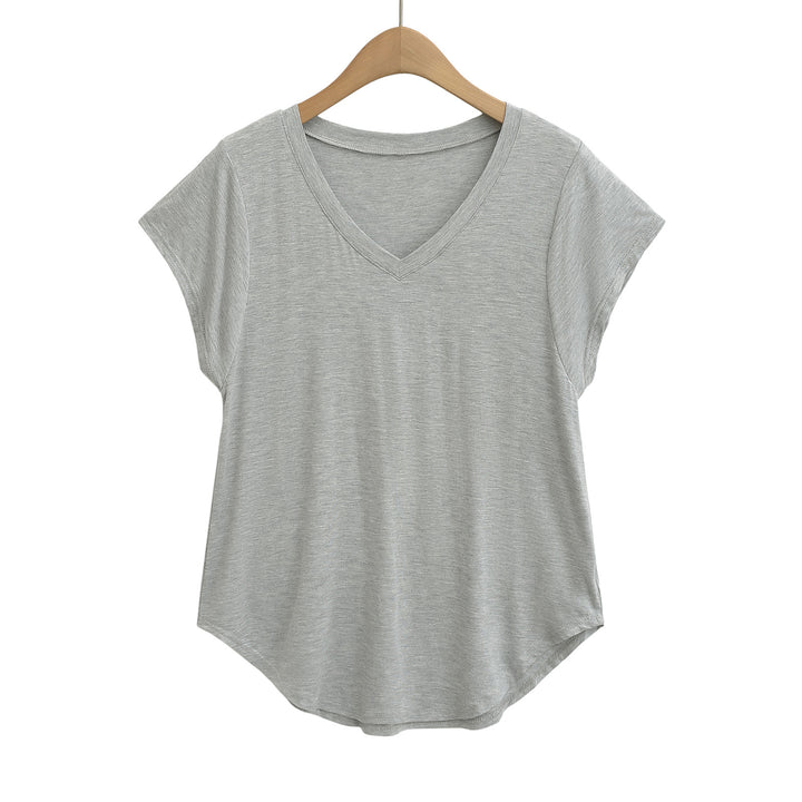 Damer V-hals Casual T-shirt med afslappet pasform og elastisk materiale Stilla
