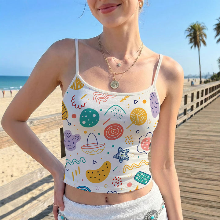 Dame Crop-Top med kreativ grafiktryk Skovae
