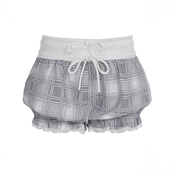 Dame sove shorts med elastisk bund og dekorativ snor Skovae