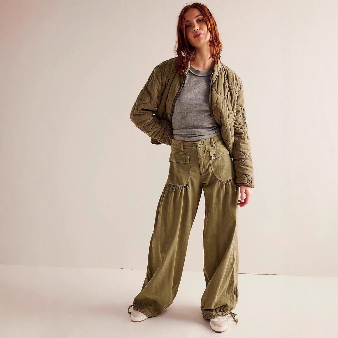 Damer casual cargo-jakke med quiltet design og praktiske lommer Skovae