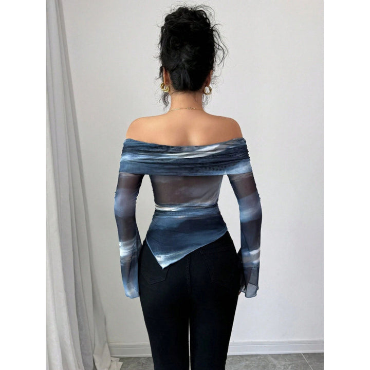 Dame Elegant Off-Shoulder Top med flydende stof og raffinerede draperinger Skovae