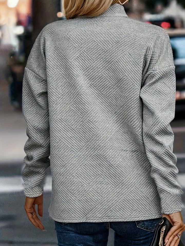 Kvinder Tekstureret Knap-Op Pullover Top Stilla