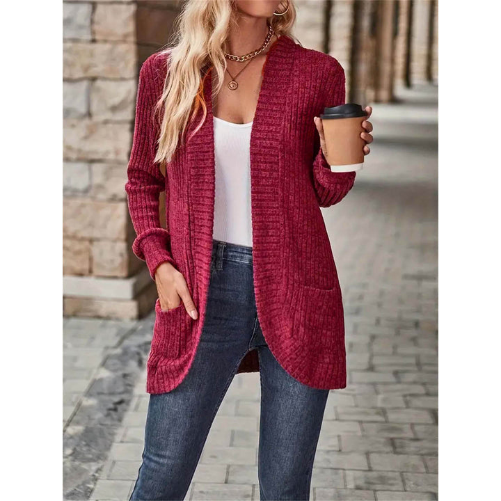 Dame Langærmet Strikcardigan med asymmetrisk Snit Stilla