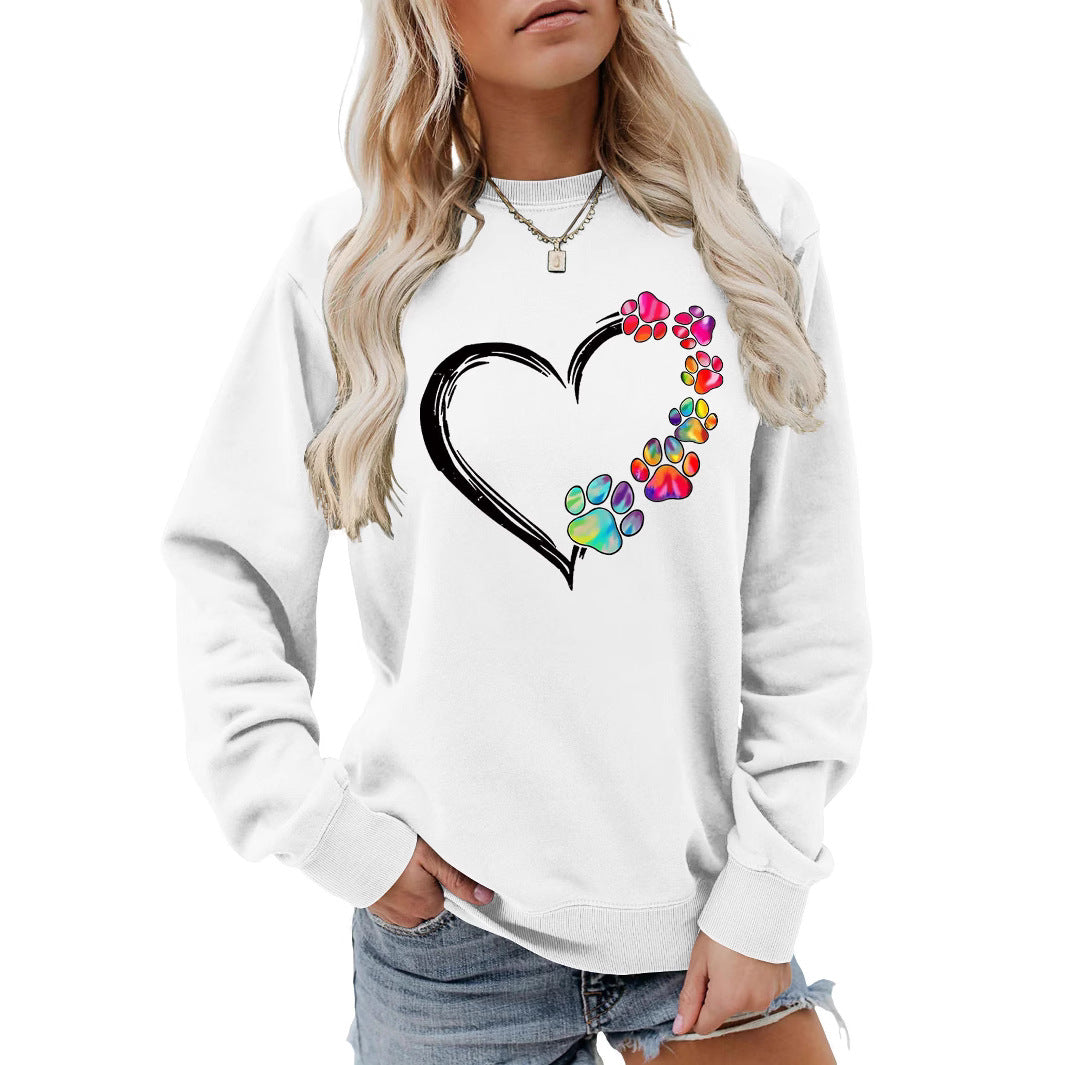 Kvinders sweatshirt med kreativ pote hjerte design Stilla