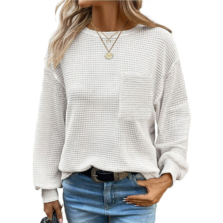 Dame afslappet Waffle-design sweatshirt med lommer Stilla
