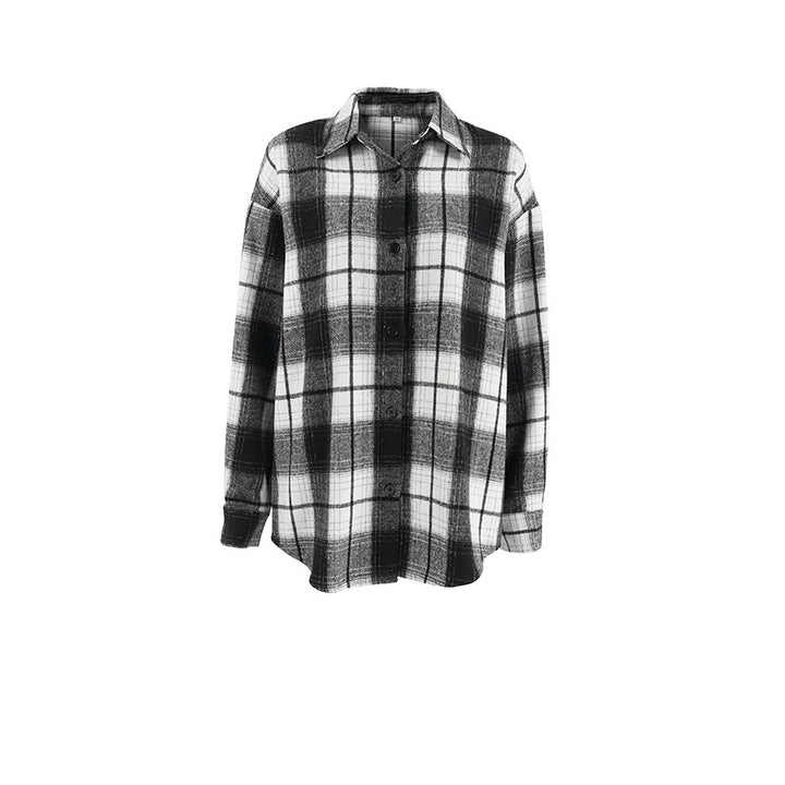 Dame rutet bluse i afslappet oversized snit med hochwertige materialer Stilla