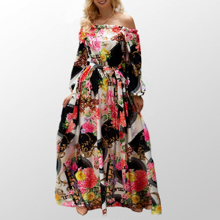 Dame Floral Print Off-Shoulder Maxikjole Stilla