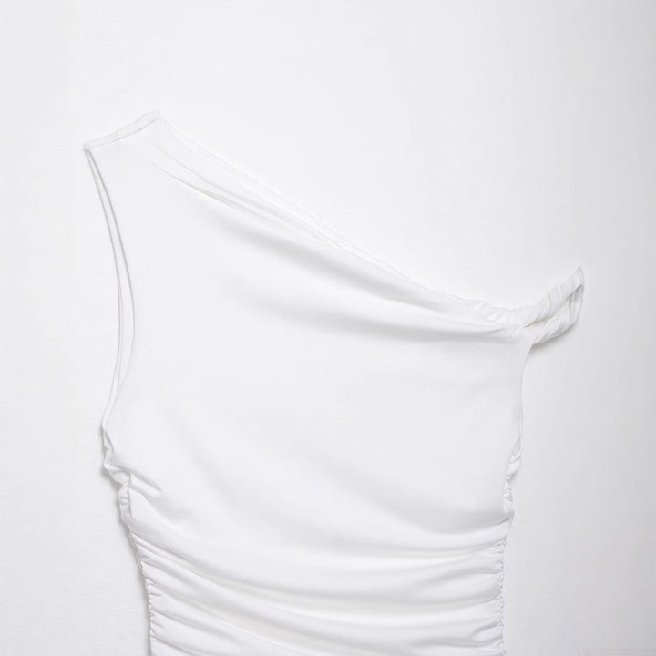 Femme En-skulder Rynkning Top Stilla