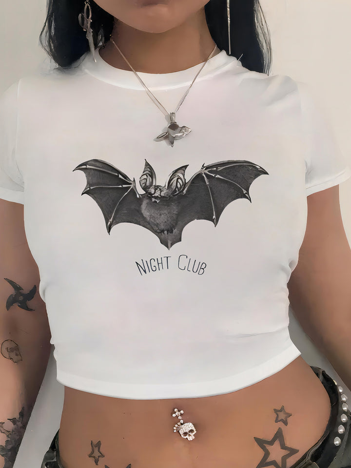 Dame T-shirt med kunstnerisk statement-tryk og tætsiddende snit Skovae