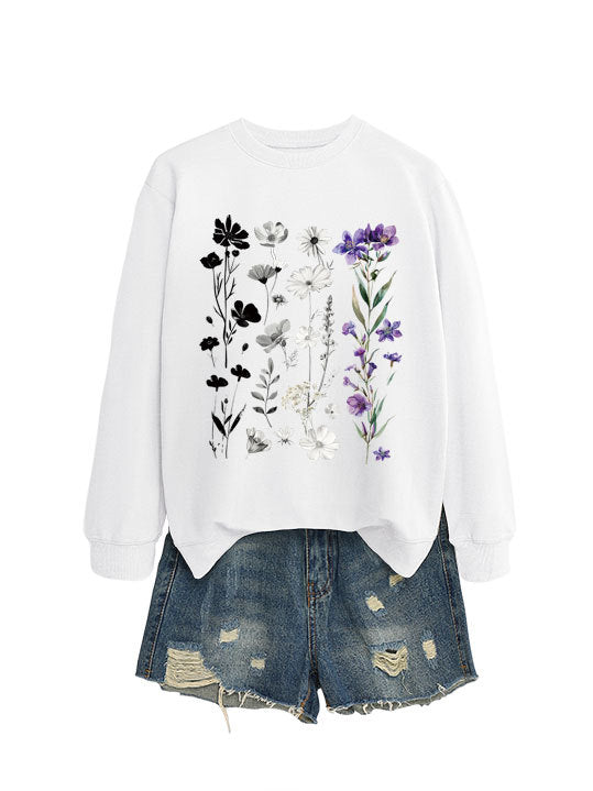 Kvinders sweatshirt med blomster grafikdesign og blødt inderfor Stilla
