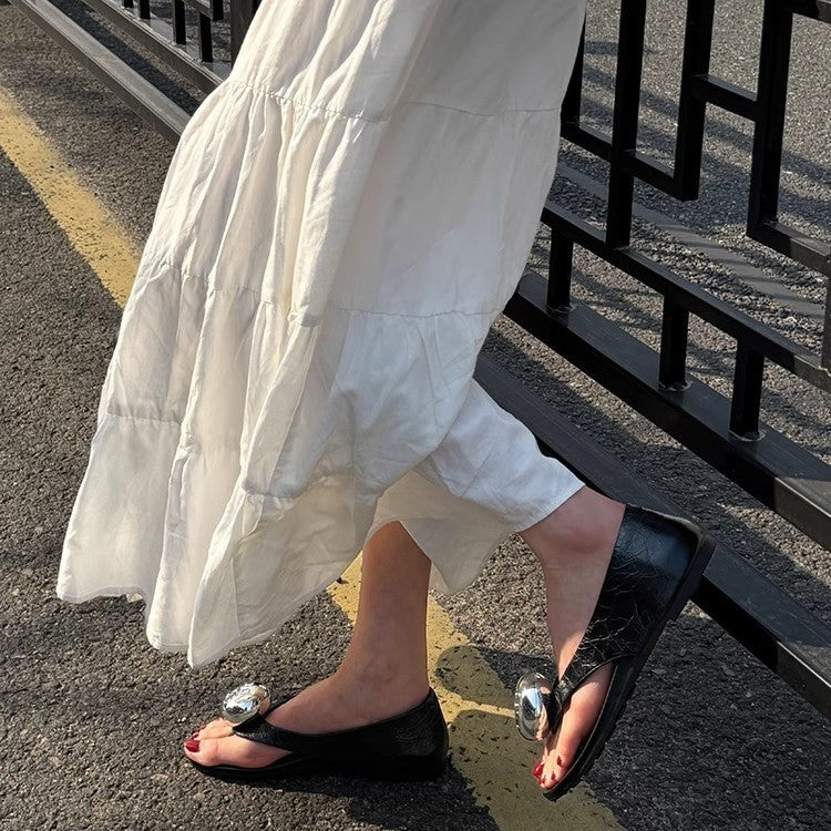 Dame elegante Slip-On Ballerina-pumps med dekorative metalliske accenter Stilla