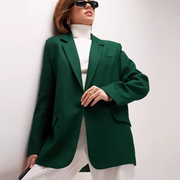 Dame elegant Oversized Blazer med fin tekstur og minimalistisk knapliste Stilla
