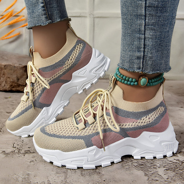 Dame Åndbare Fritids-sneakers med elastisk snørelukning og skridsikker sål Stilla