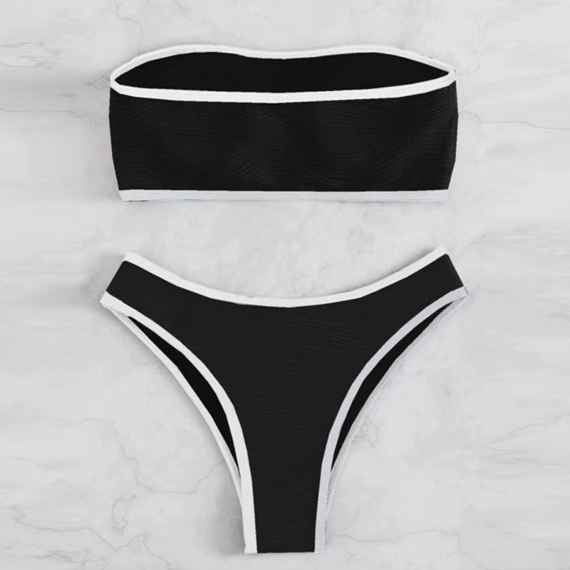 Dame Bandeau-Bikini-sæt med struktureret design og elegant afslutning Stilla