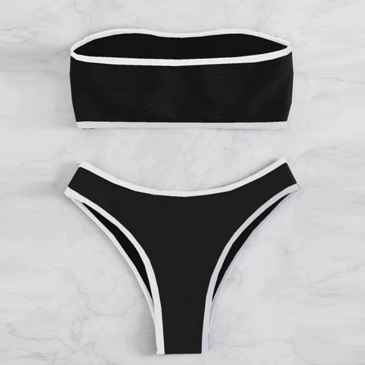 Dame Bandeau-Bikini-sæt med struktureret design og elegant afslutning Stilla