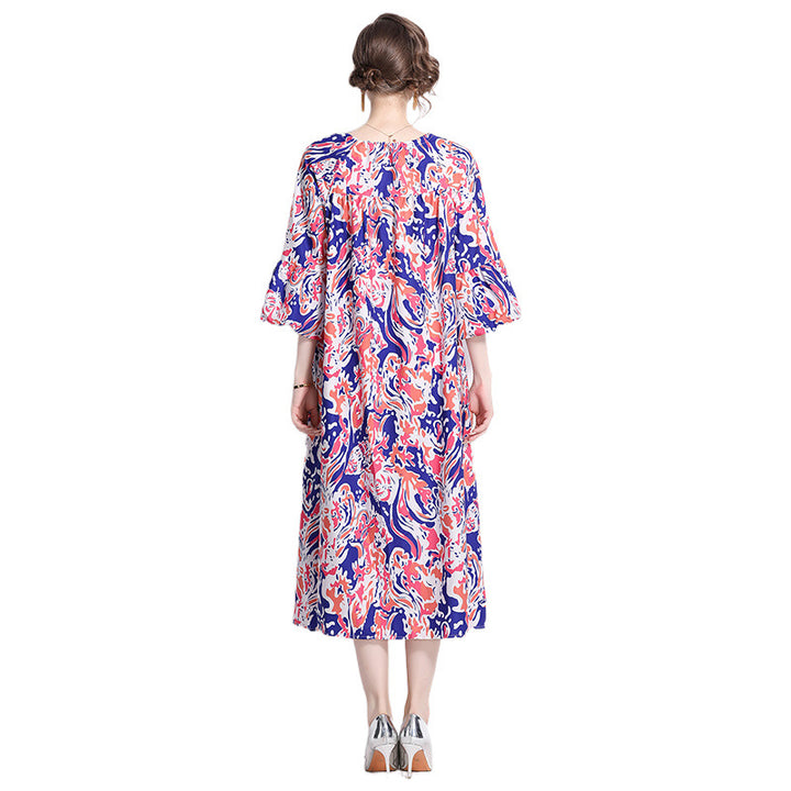 Femme Bohemian tryk maxi kjole med klokkeærmer Stilla
