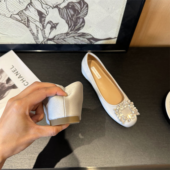 Dame elegante Slipper Ballerina Flade sko med prydede strass-accenter Stilla