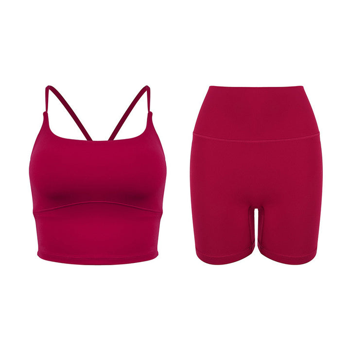 Dame Sporty Set lavet af åndbart materiale med tanktop og højtaljede shorts Stilla
