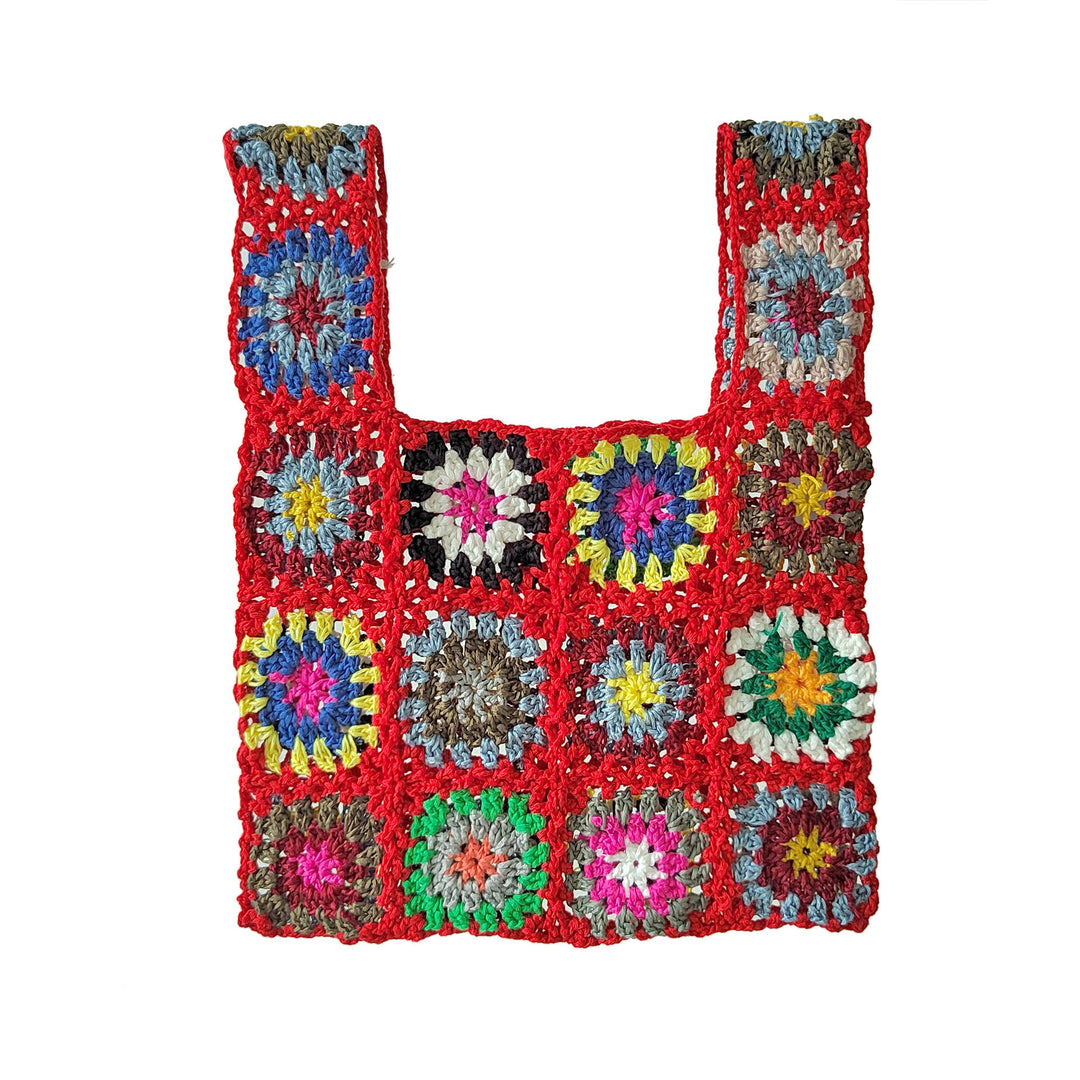 Dame Hæklet Patchwork Håndtaske Stilla