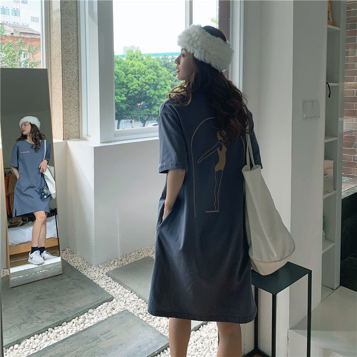 Femme Oversized Grafik T-Shirt Kjole Stilla
