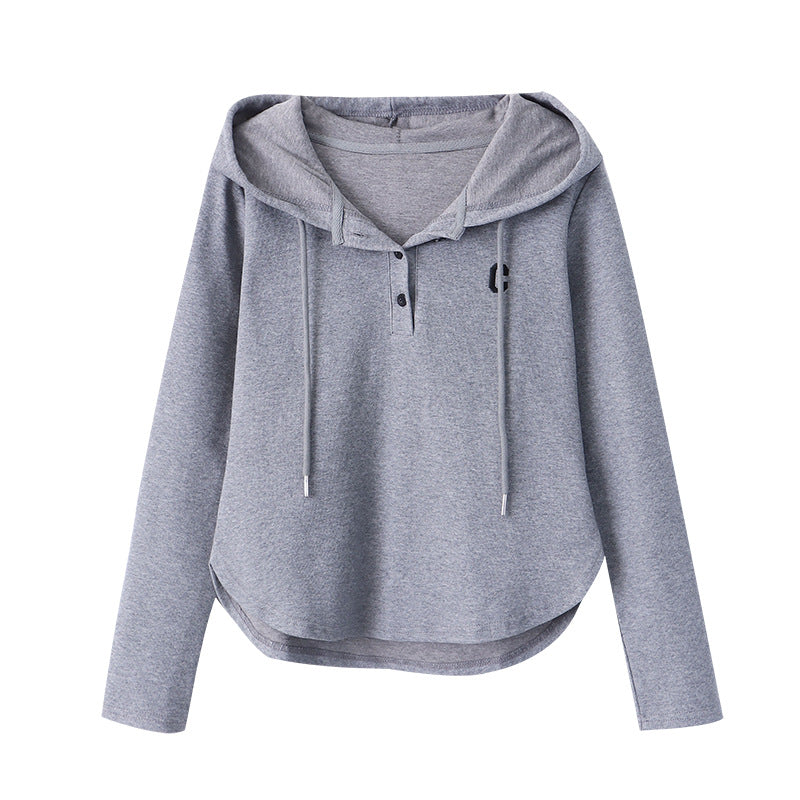 Dame hoodie med knaplukning og afslappet pasform Stilla