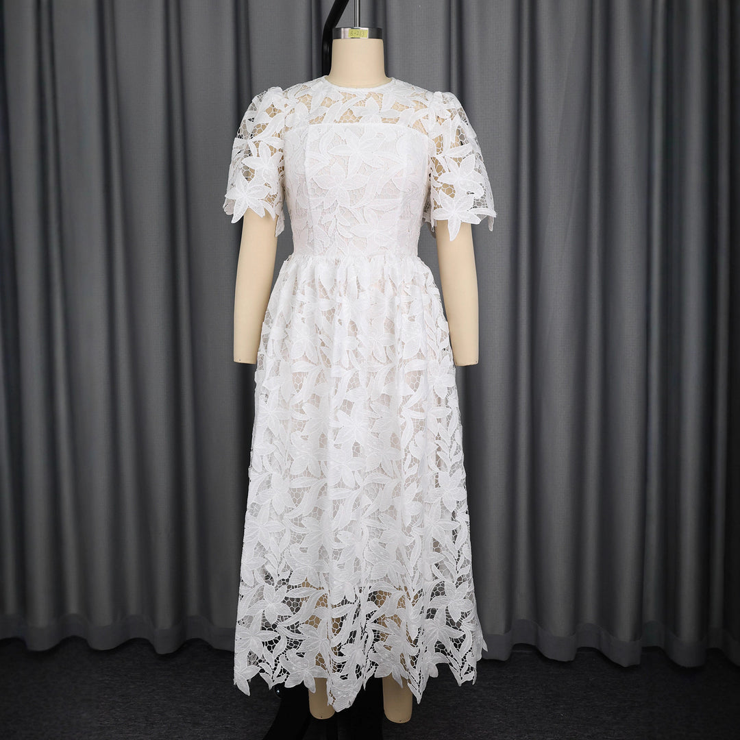 Dame spids maxi-kjole med blomsterdesign Skovae