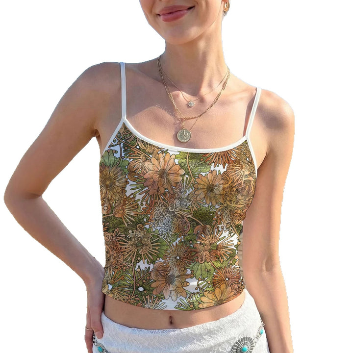 Dame Halterneck Top med blomsterprint og let stof Skovae