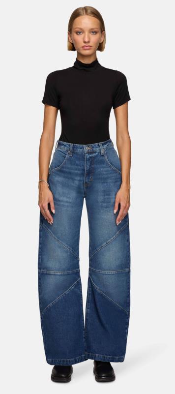 Dame brede jeans med unikt sømdesign i den trendy stil Skovae