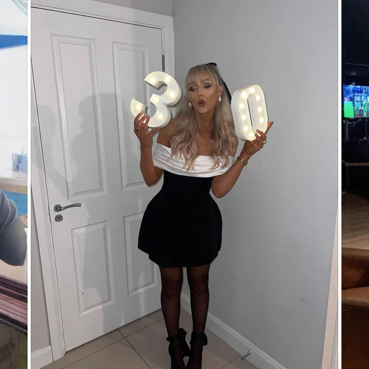 Dame cocktailkjole med off-shoulder design og voluminøs skørt Stilla