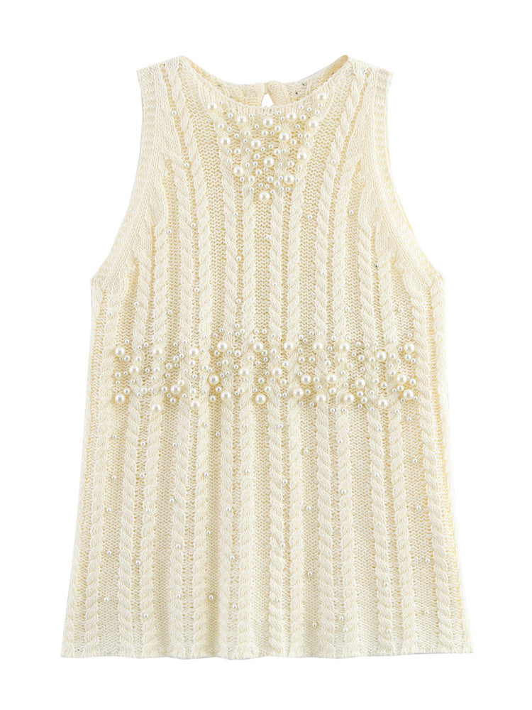 Femme Textureret Perleprydet Strik tanktop Stilla