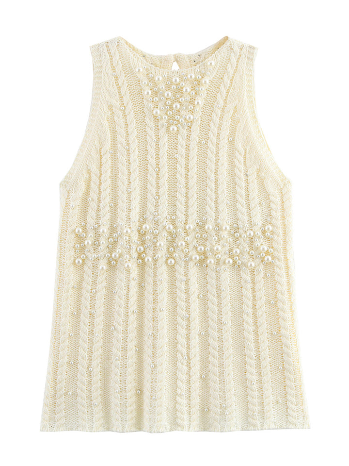 Femme Textureret Perleprydet Strik tanktop Stilla
