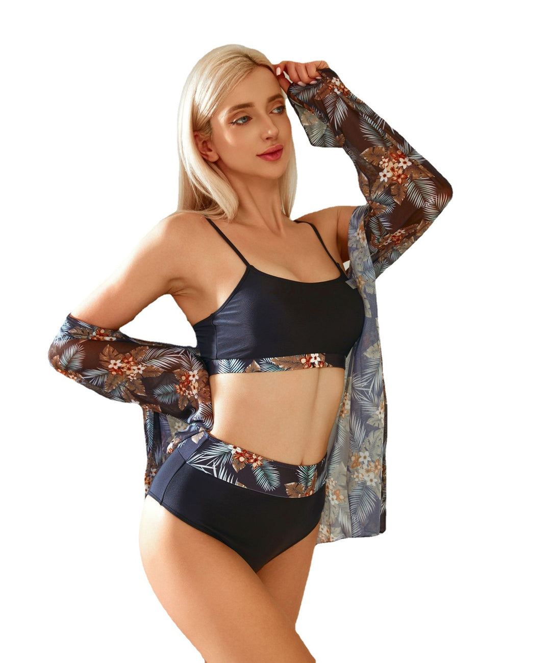 Damer To-delt Bikini-sæt med moderigtigt Crop-top og højt skåren trusse Stilla