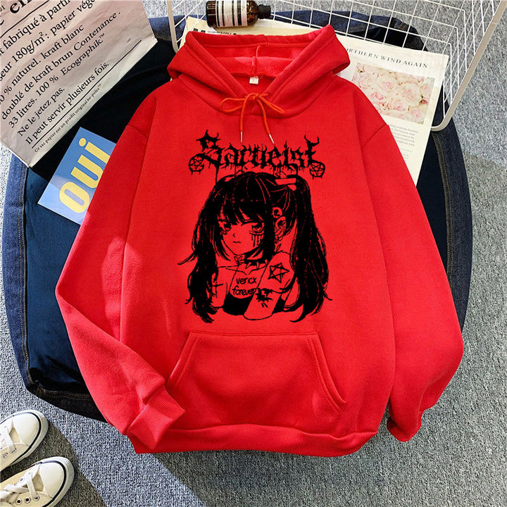 Kvinders hætte sweatshirt med unikt kunstnerisk grafisk design Skovae