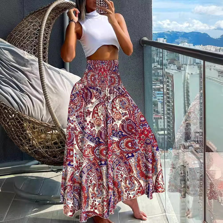 Dame Elegant Maxi-Nederdel med voluminøst snit og legende paisley mønster Stilla