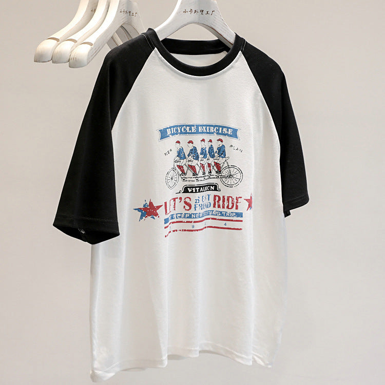 Femme Vintage Grafik Cykel T-Shirt Stilla