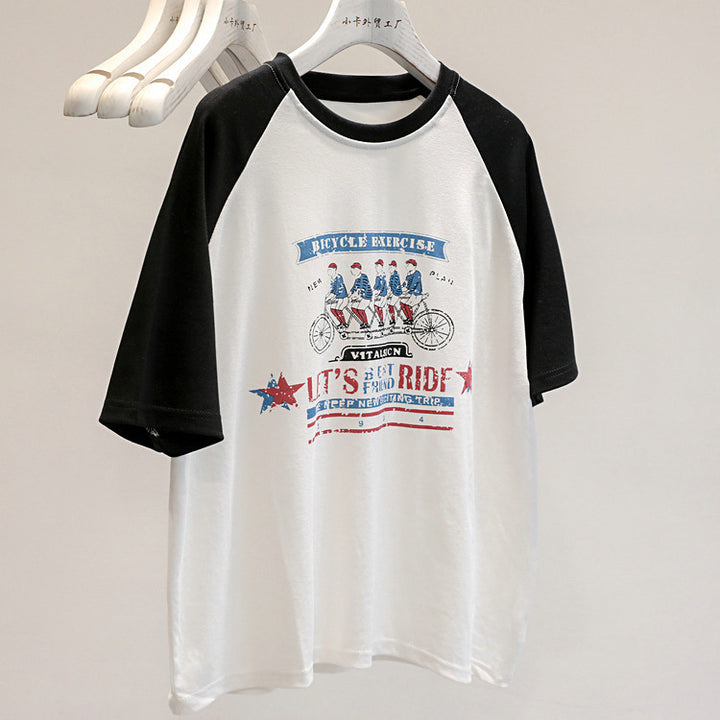 Femme Vintage Grafik Cykel T-Shirt Stilla