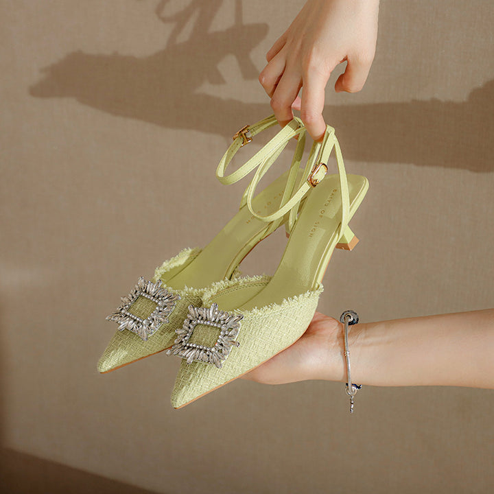 Dame elegante spidse slingback-hæle med krystalfunktion detalje Stilla
