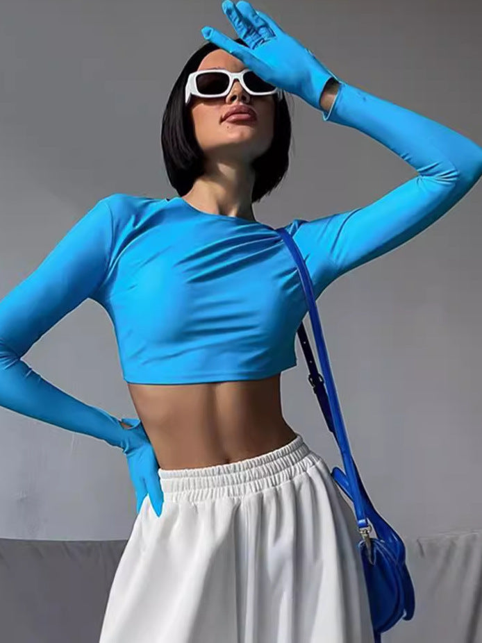 Dame Sporty Langærmet Crop-Top med elegant snit og hudvenligt materiale Stilla