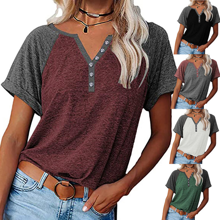 Dame afslappet T-shirt med knapstolpe Stilla