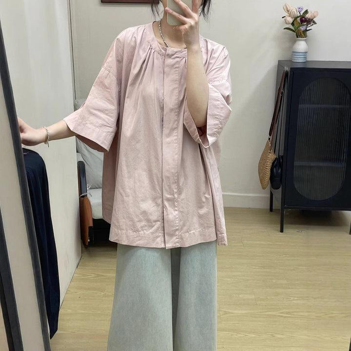 Femme Oversized Casual Bomuldsbluse Stilla