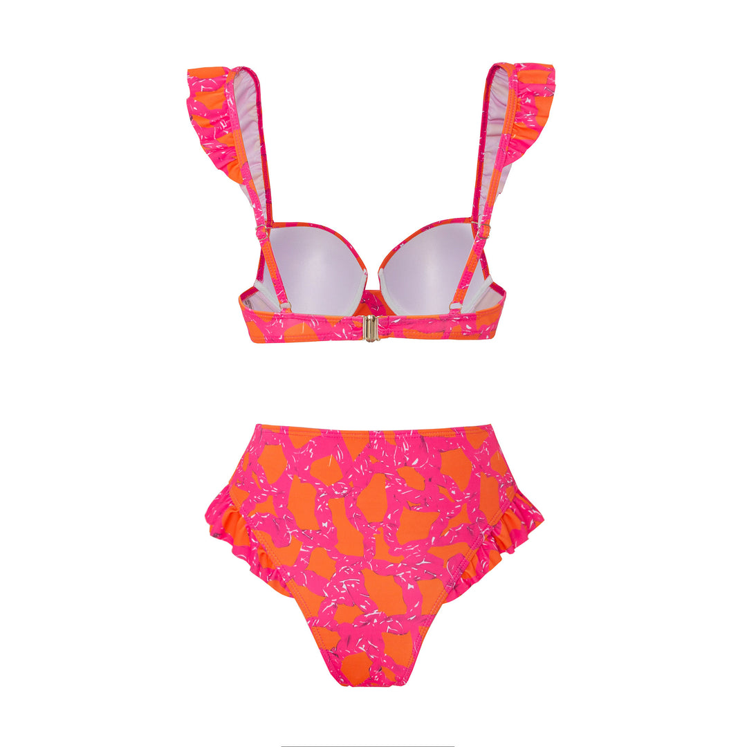 Dame Rynket-Bikini-Sæt med matchende flydende Cover-Up Stilla