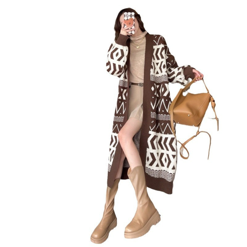 Femme Oversized Mønster Strikjakke Stilla