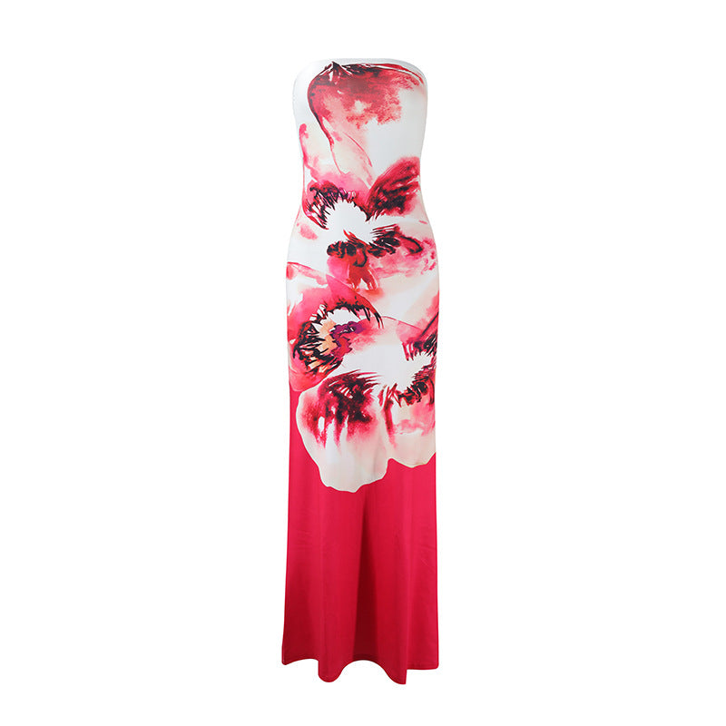 Dame slidte maxikjole med stilfulde blomsterdesigns Skovae