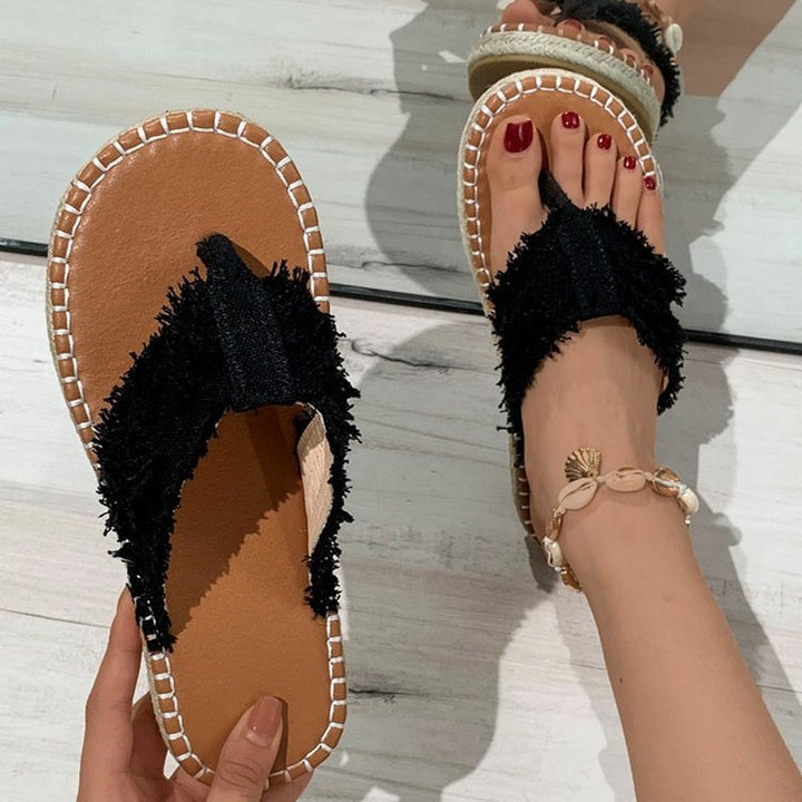 Dame toe separator sandaler med fashionable frynser og blødt fodseng Stilla