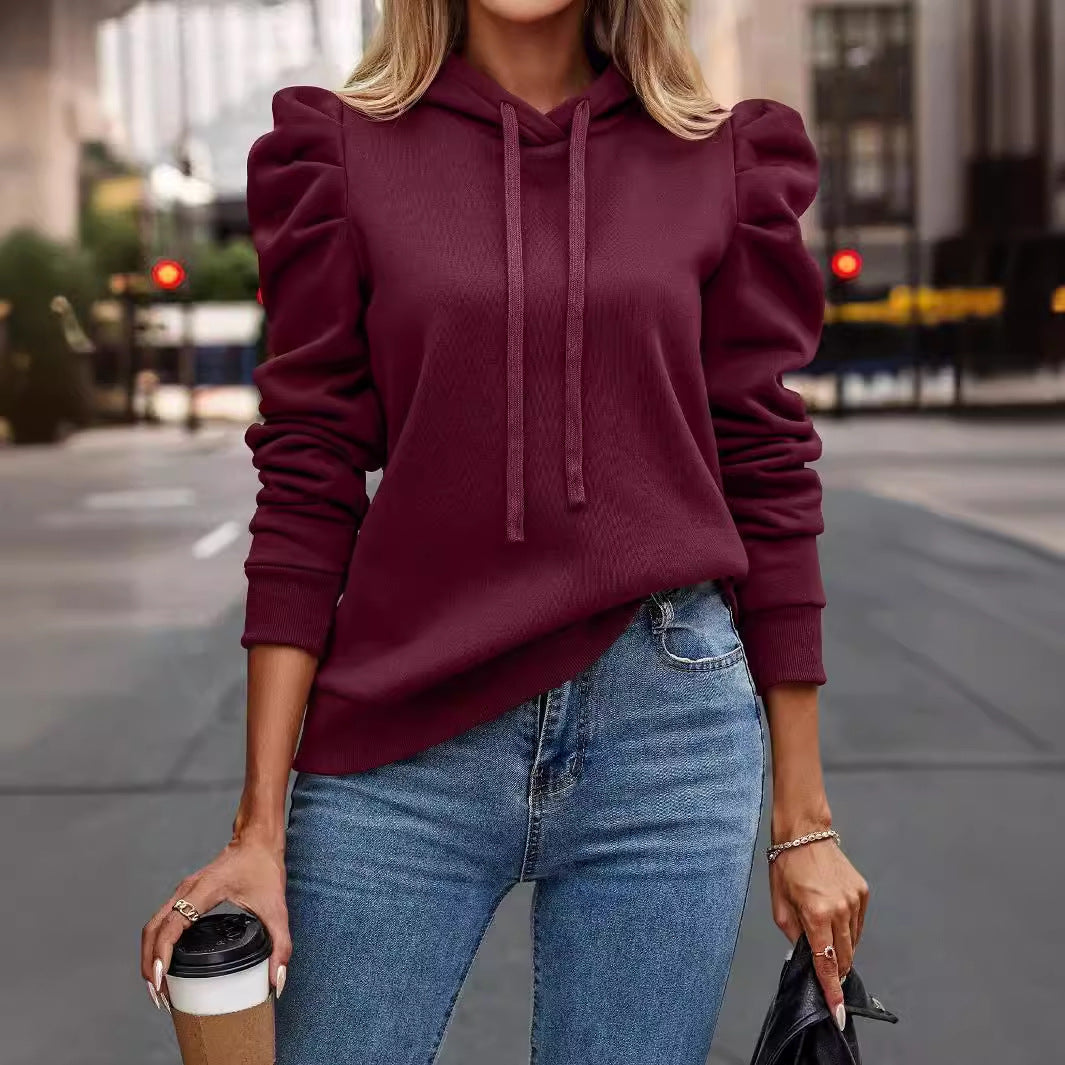 Dame hoodie med puffærmer og elegant snit Stilla