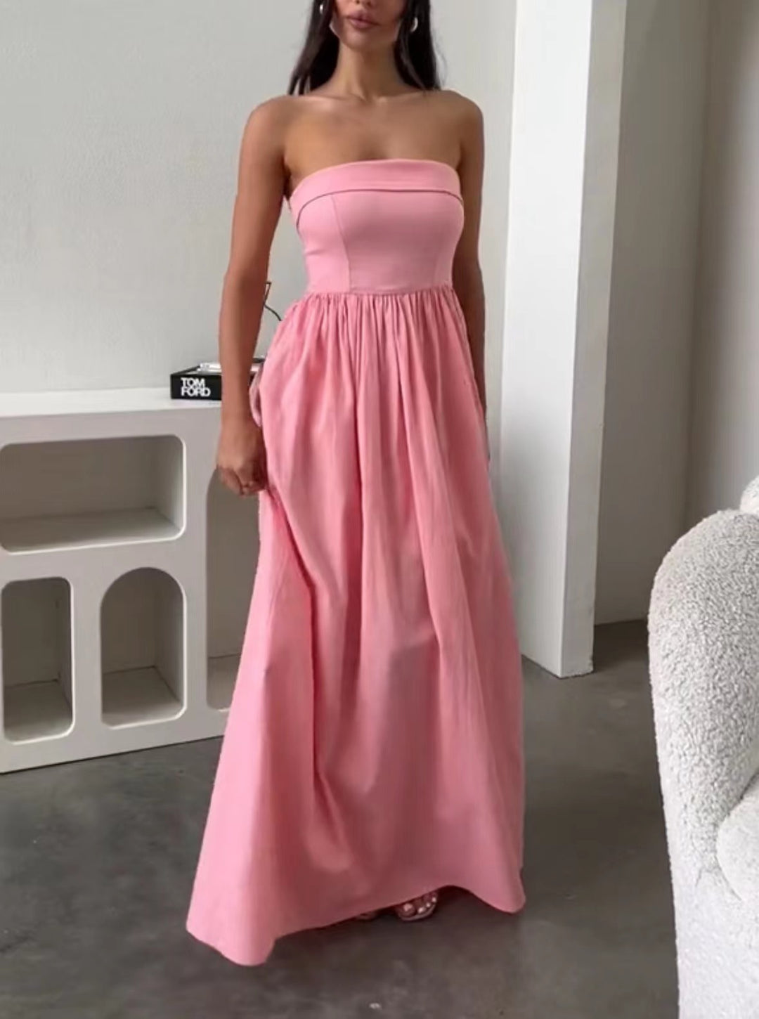Kvinders elegante bustier maxikjole med flammende skørt