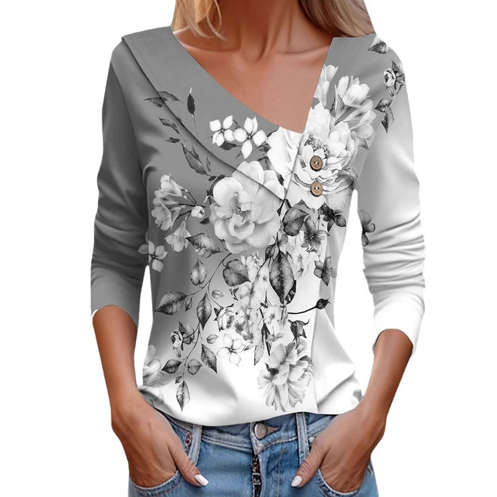 Dame Bluse skjorte med floral applikation og moderne knapdetaljer Stilla