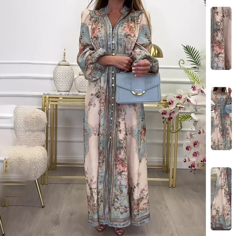 Damer Elegant Maxi Kjole med Blomster Motiver Stilla