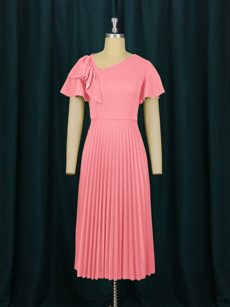 Damer elegant plisseret kjole med asymmetrisk ruffle-detail Skovae